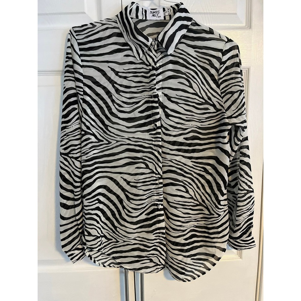 Princess Polly‎ Zebra Print Sheer Blouse size 6